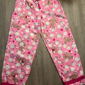 Nick & Nora Women’s Pink Daisy & Sock Monkey Print Pajama Pants